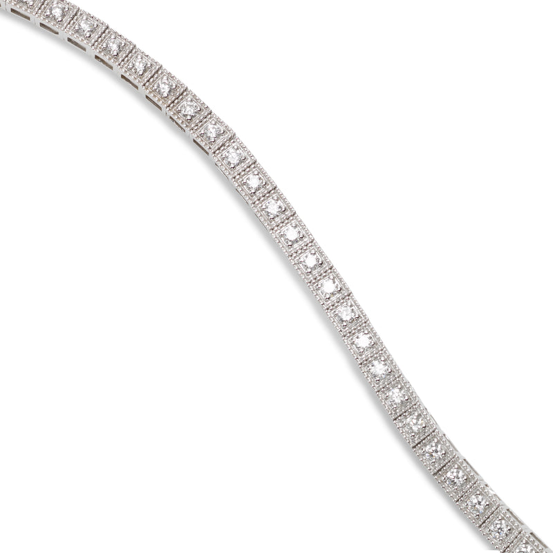 Vintage Style Diamond Bracelet, 14K White Gold