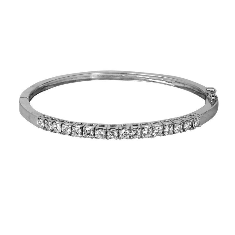 Diamond Bangle Bracelet, 1.50 Carats, 14K White Gold
