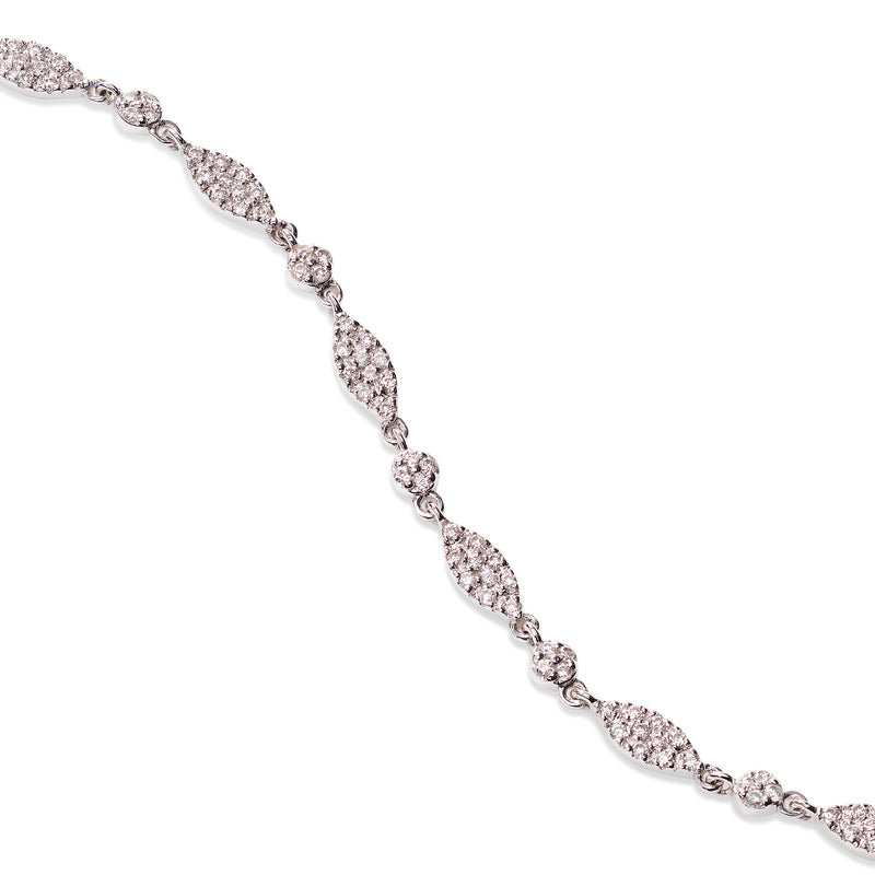 Pavé Diamond Link Bracelet, 14K White Gold