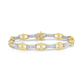 Two Tone Fancy Diamond Link Bracelet, 14 Karat Gold