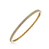 Double Row Pavé Diamond Bangle Bracelet, 18K Yellow Gold
