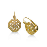 Octagonal Diamond Earrings, .30 Carat, 14K Yellow Gold