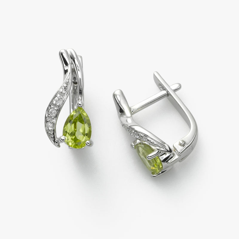 Peridot and Diamond Earring, 14K WG