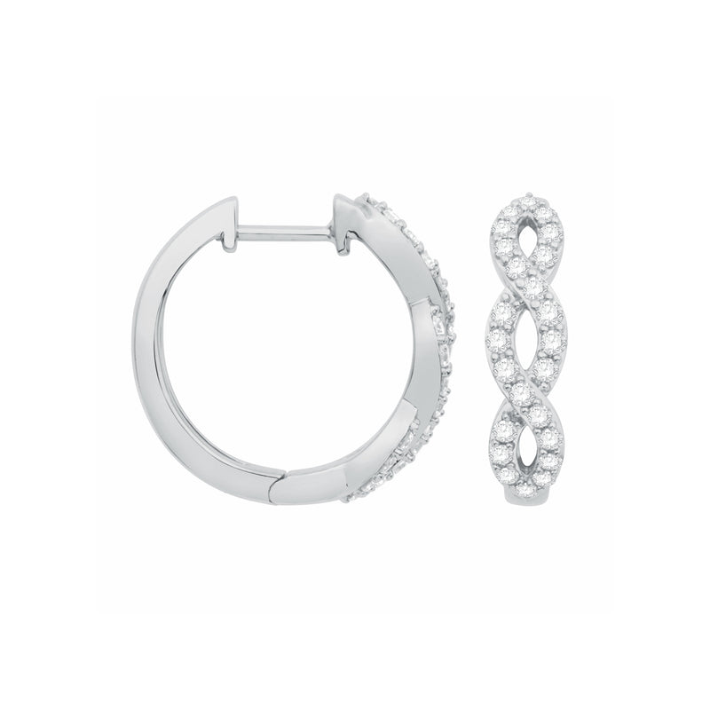 Intertwining Diamond Hoop Earrings, 14K White Gold