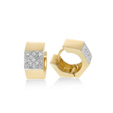 Octagonal Pavé Diamond Hoop Earrings, 14 Karat Gold