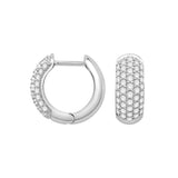 Pave Set Diamond Hoop Earrings, 14K White Gold