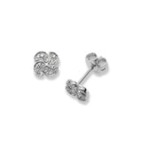 Small Pavé Diamond Swirl Earrings, 14K White Gold
