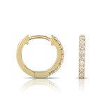 Single Row Diamond Hoop Earrings, 1.50 Carats, 14K Yellow Gold