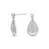 Pavé Diamond Drop Earrings, 18K White Gold