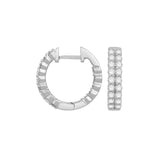 Double Row Inside Out Diamond Hoops, 1.80 Carats, 14K White Gold