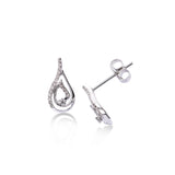 Open Drop Design Diamond Earrings, 14K White Gold