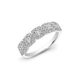Five Stone Diamond Halo Ring, 14K White Gold