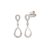 Double Teardrop Diamond Dangle Earrings, 14K White Gold