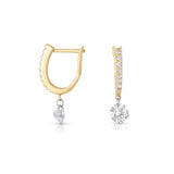 Round Diamond Drop Earrings, 14K Yellow Gold