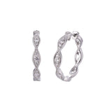 Scalloped Diamond Hoop Earrings, .80 Inch, 14K White Gold