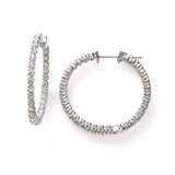 In-and-Out Diamond Hoops, 1.15 Inches, 1.73 Carats, 14K White Gold