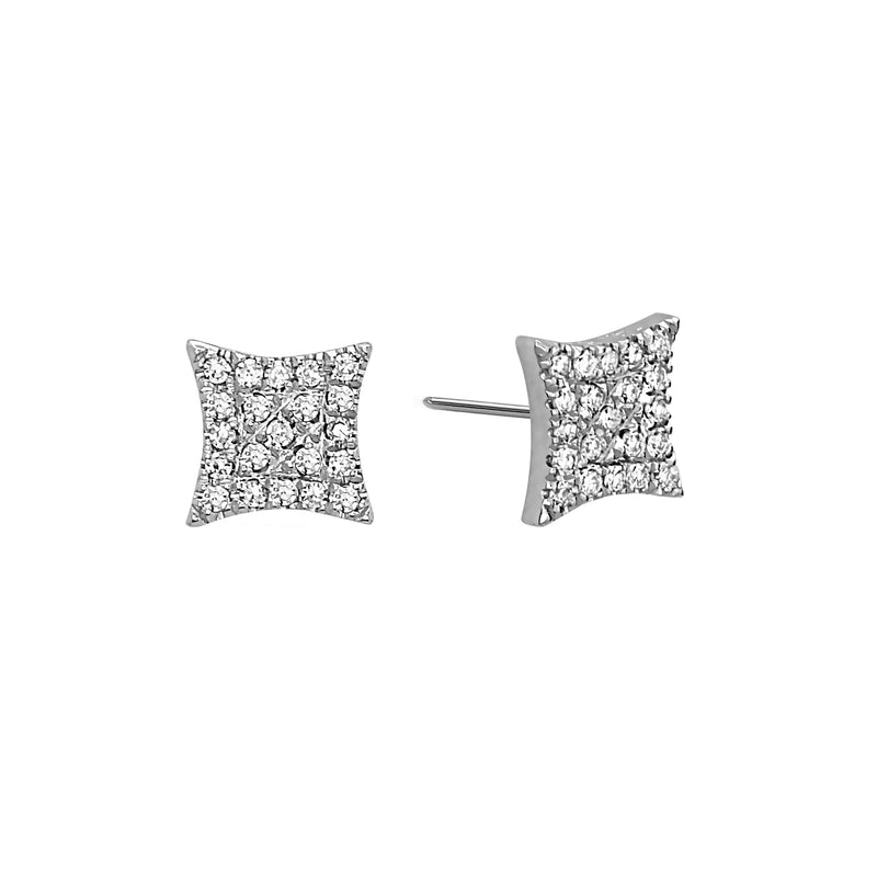 Diamond Shaped Pavé Diamond Earrings, 14K White Gold