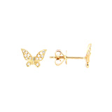 Pavé Diamond Butterfly Earrings, 14K Yellow Gold