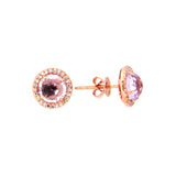 Pale Amethyst and Diamond Stud Earrings, 14K Rose Gold