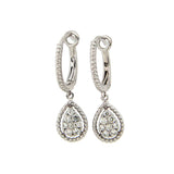 Pear Shaped Diamond Drop Earrings, 14K White Gold