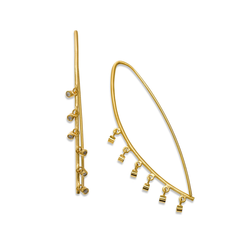 Open Wire Diamond Dangle Earrings, 14K Yellow Gold