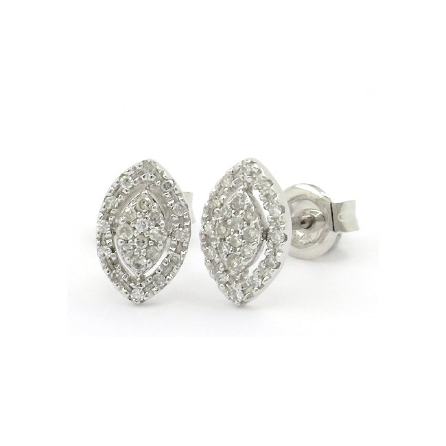 Marquise Shape Pavé Diamond Earrings, 14K White Gold