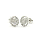 Oval Pavé Diamond Earrings, 14K White Gold