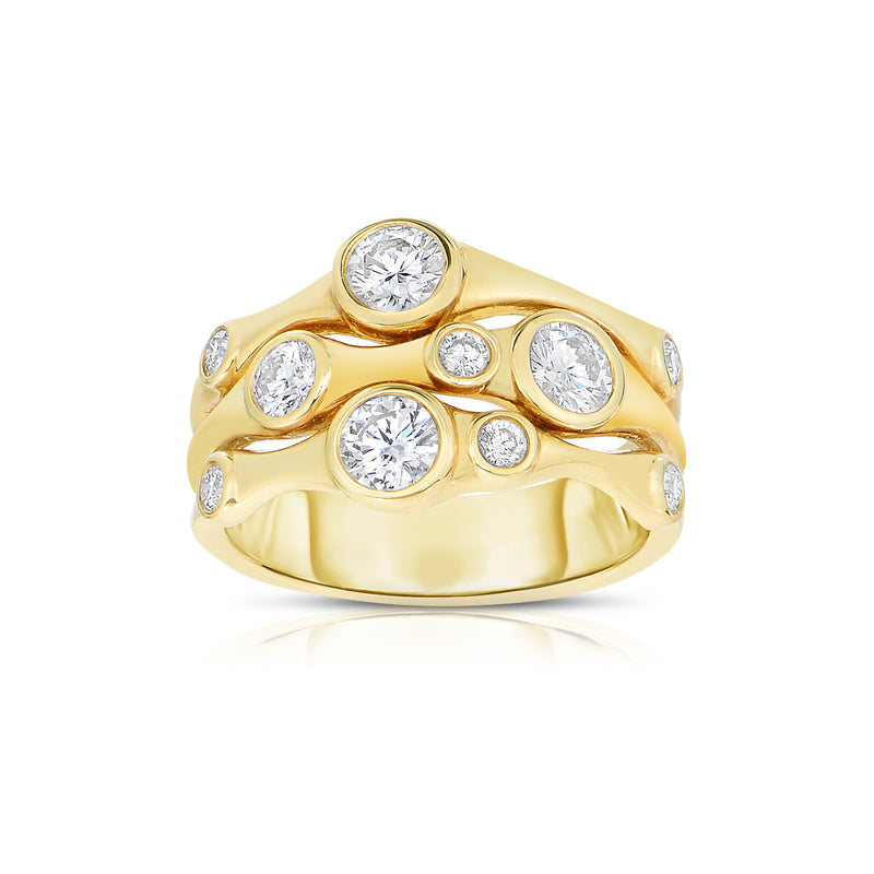 Bold Diamond and Gold Ring, 14K Yellow Gold