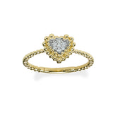 Small Pave Diamond Heart Ring, 14K Yellow Gold