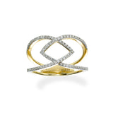 Open Interlocking Diamond Ring, 14K Yellow Gold