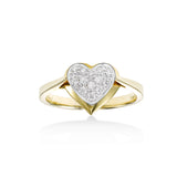 Pavé Diamond Floating Heart Ring, 14 Karat Gold
