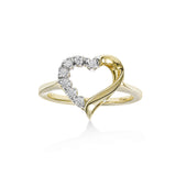 Open Design Diamond Heart Ring, 14 Karat Gold
