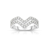 V Shaped Diamond Ring, 14K White Gold