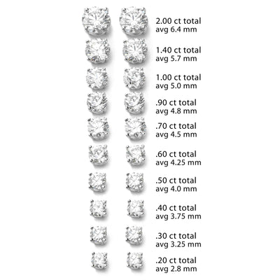 Diamond Stud Earrings, .30 Carat Total, H/I-SI2, 14K White Gold ...