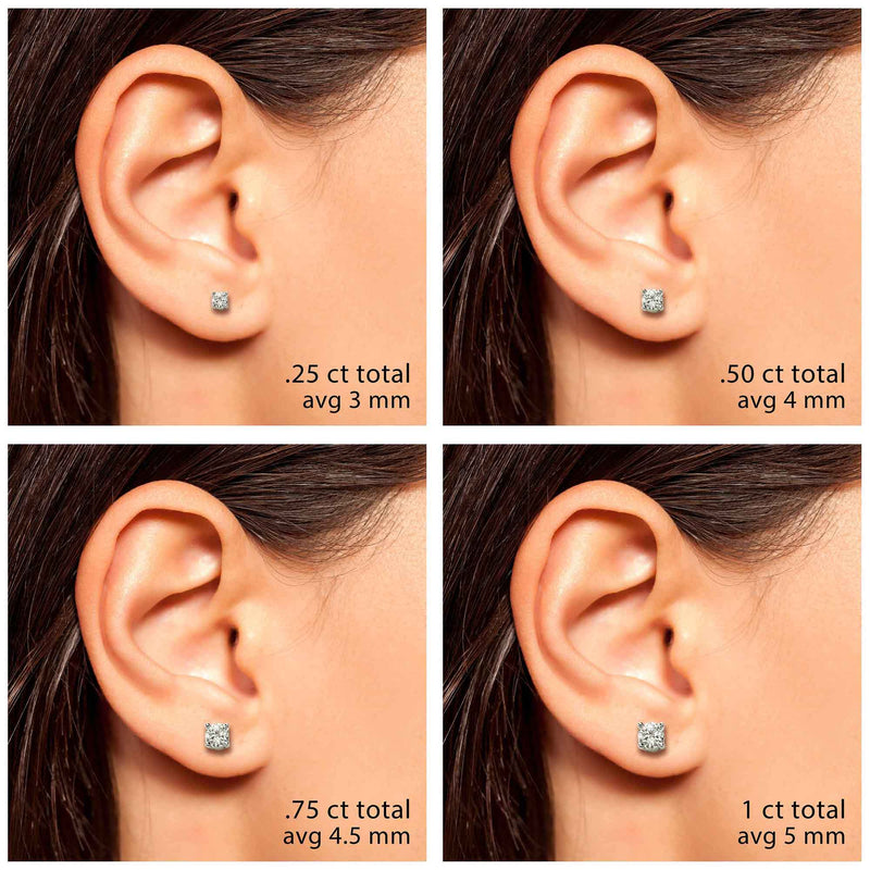 Diamond Stud Earrings, .50 Carat total, I/J, SI2-I1, 14K White Gold