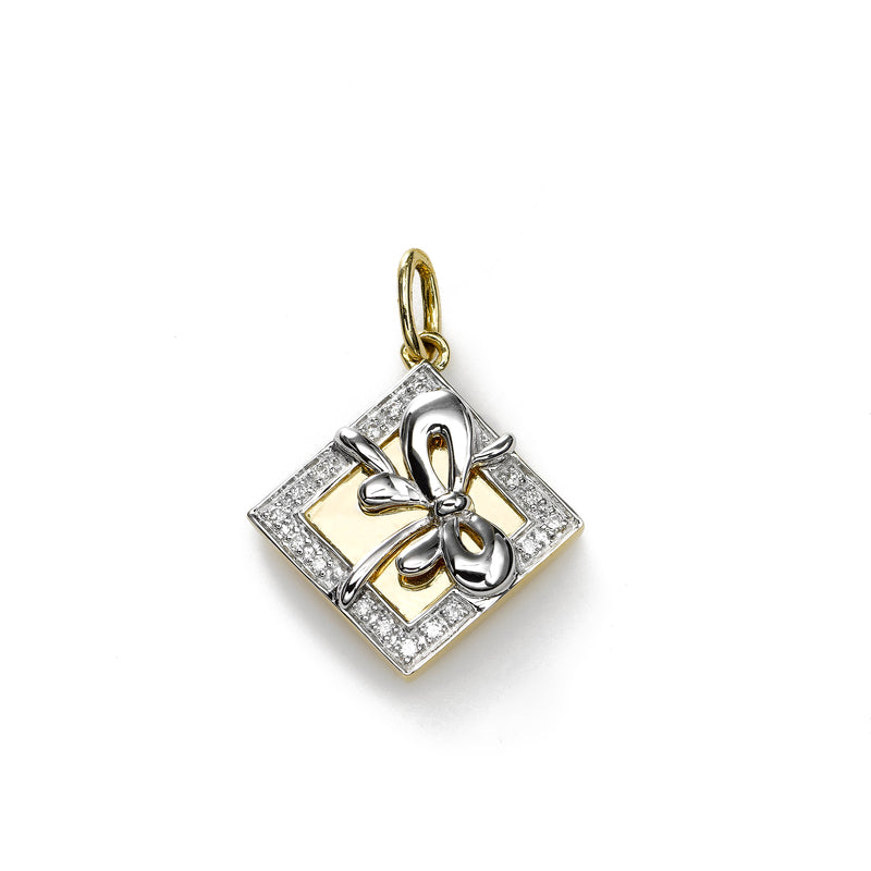 Gift Box Charm with Diamond Accent, 14K
