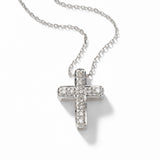 Small Diamond Cross, .50 inch long pendant, 14K WG
