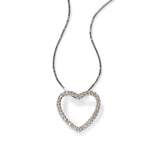 Diamond Outline Heart Necklace, 14K White Gold, 16 Inches Long