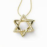 Star of David Pendant, Diamonds, 14K Yellow Gold