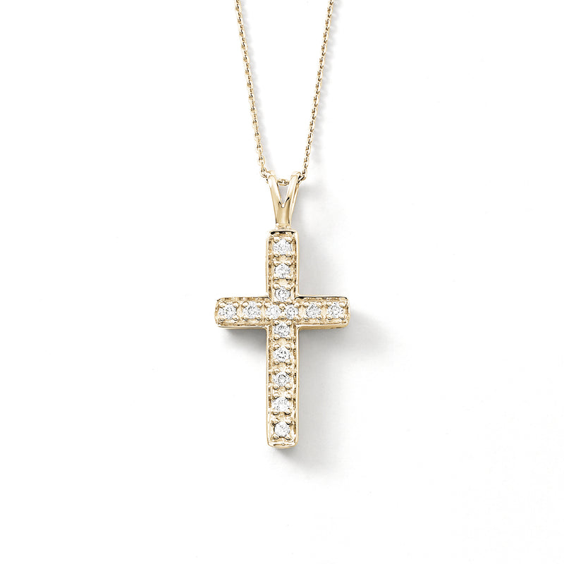 Diamond Cross Pendant Pavé Set 14k Yellow Gold Fortunoff Fine Jewelry