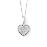 Diamond Heart Pendant, Matte and High Polish, 14K White Gold, 16 Inch Chain