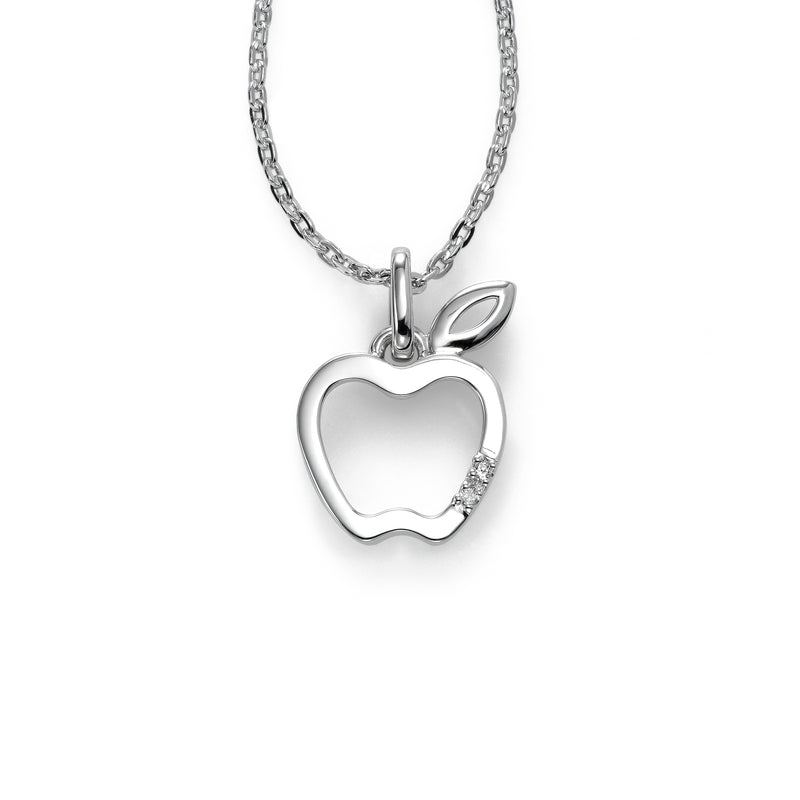 Apple Charm with Diamond Accent, Sterling Silver