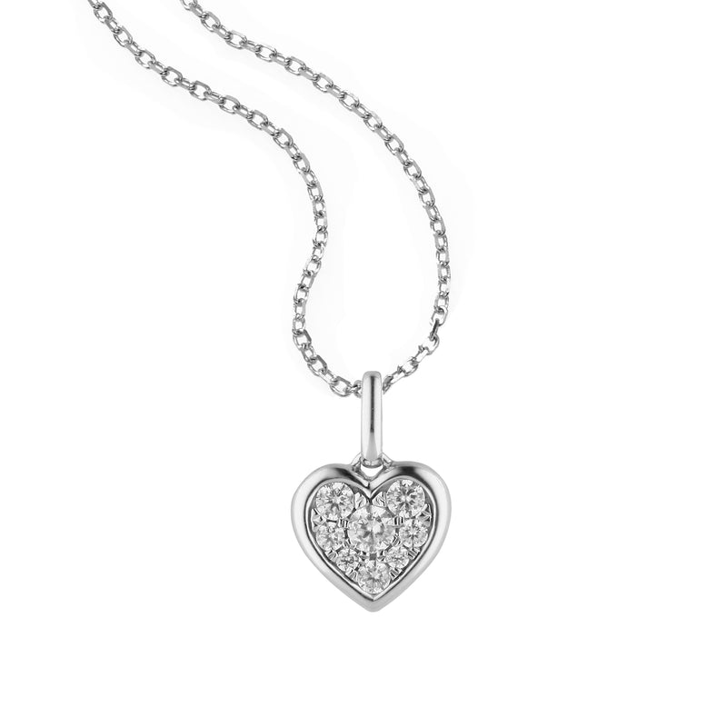 Framed Pavé Diamond Heart Pendant, 14K White Gold