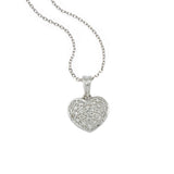 Pavé Diamond Heart Pendant, 14K White Gold
