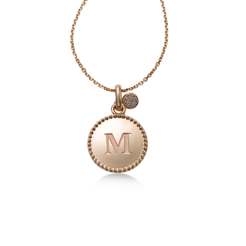 Initial Pendant with Diamond Accent, 14K Rose Gold