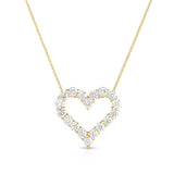Open Diamond Heart Necklace, 1 Carat, 14K Yellow Gold