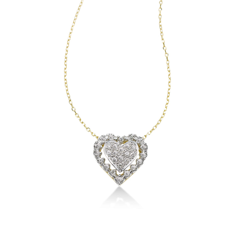 Pavé Diamond Heart Pendant, 14 Karat Gold