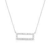 Bead and Diamond Bar Necklace, 14K White Gold