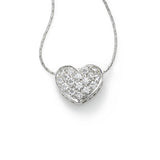 Pave Diamond Heart, .60 Carat, on Fancy Chain, 14K White Gold