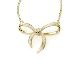 Diamond Bow Necklace, 16 Inch, 14K Yellow Gold